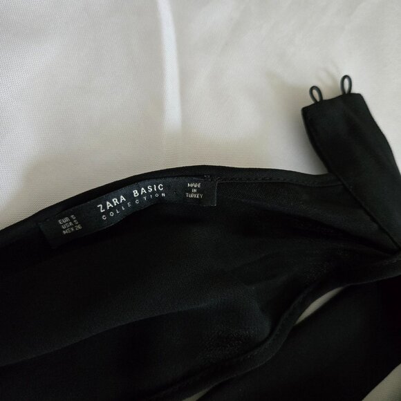 Zara Tie Neck Sleeveless Jumpsuit SZ S Black - Picture 11 of 13